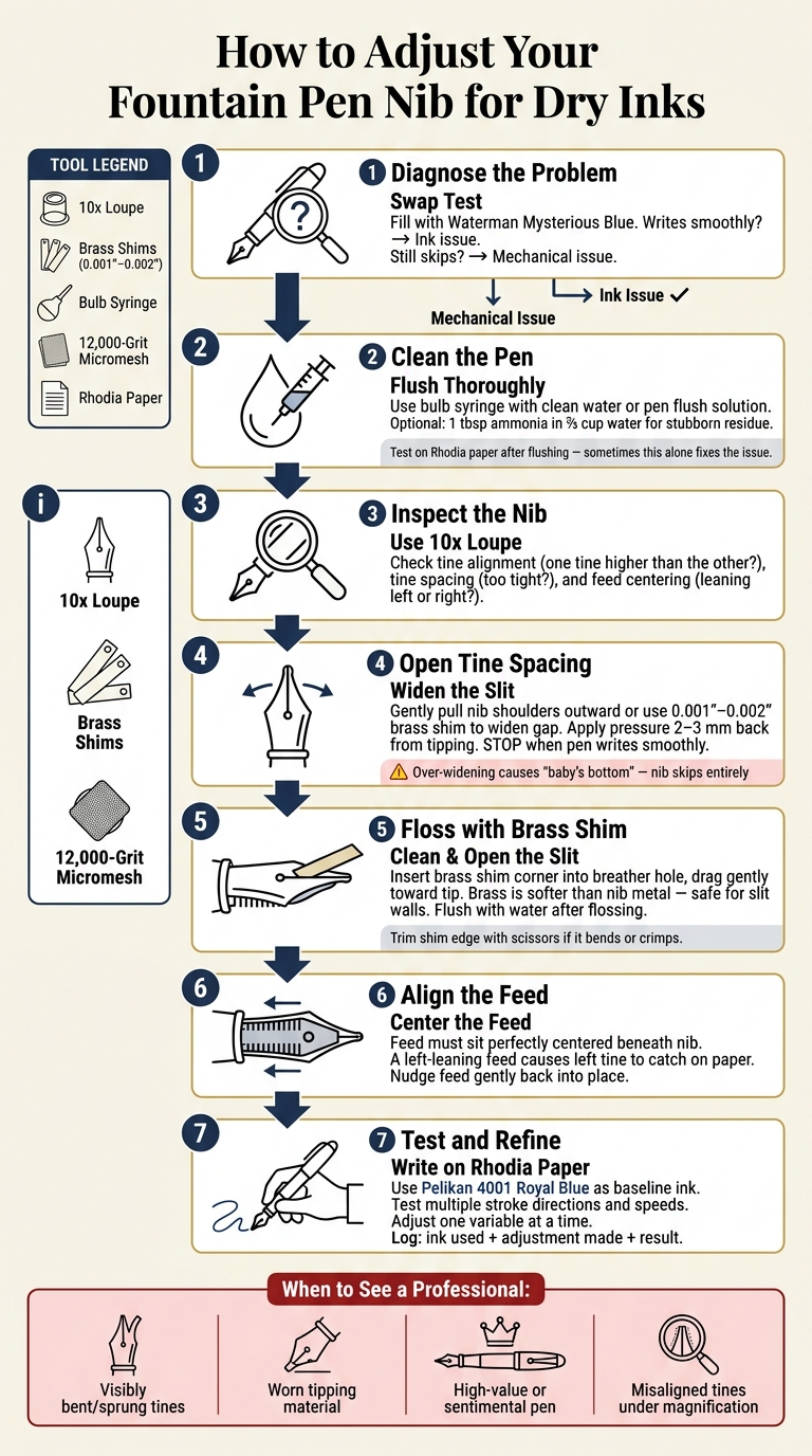 How to Adjust Your Fountain Pen Nib for Dry Inks: Step-by-Step Guide