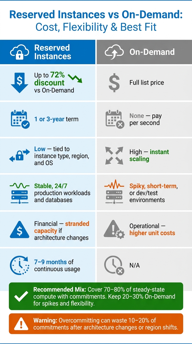 Reserved Instances vs On-Demand: Cost, Flexibility &amp; Best Fit