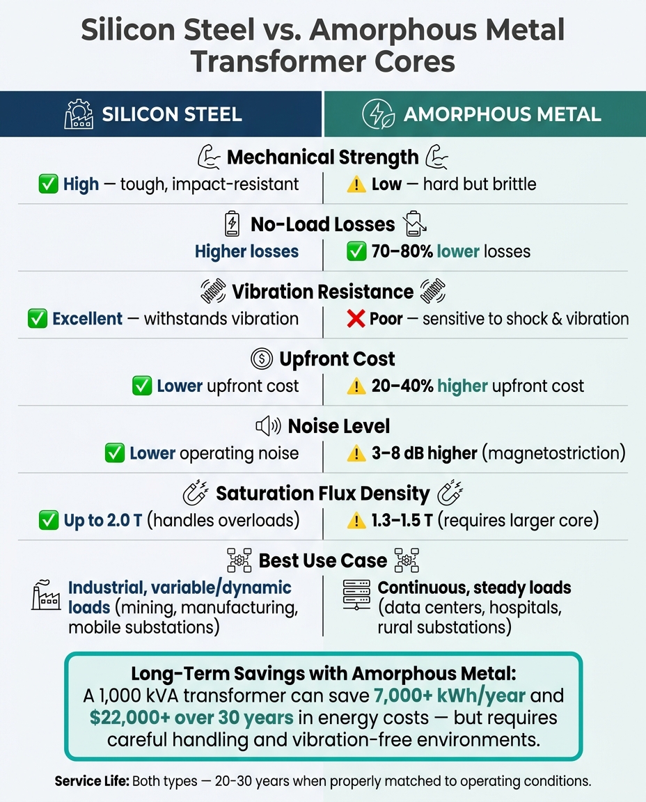 Silicon Steel vs. Amorphous Metal Transformer Cores: Key Differences