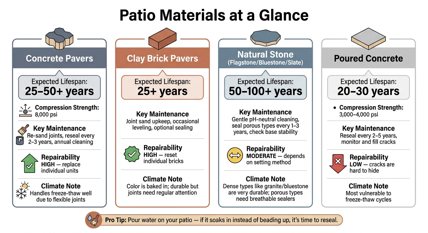 Patio Materials Comparison: Lifespan, Maintenance & Repairability