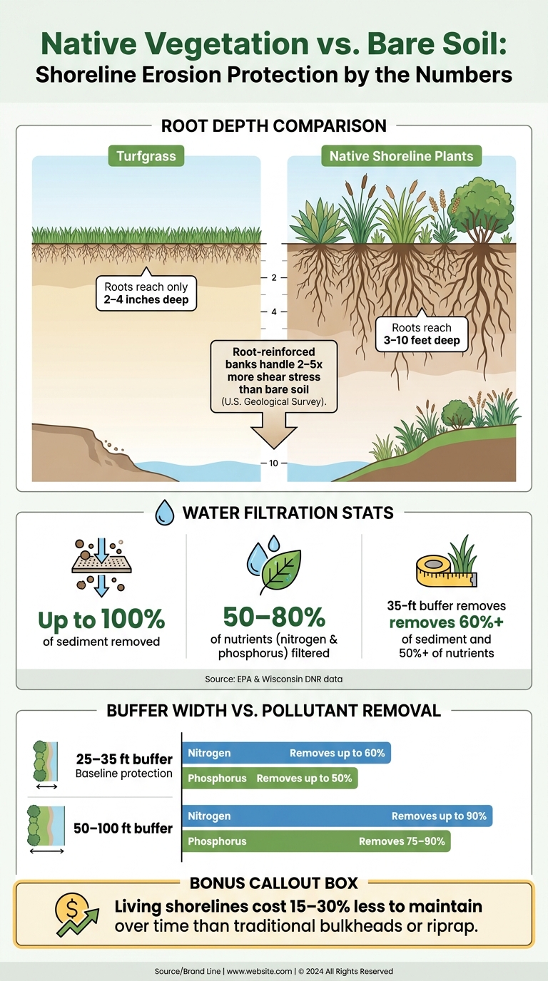 Native Vegetation vs. Bare Soil: Shoreline Erosion Protection by the Numbers