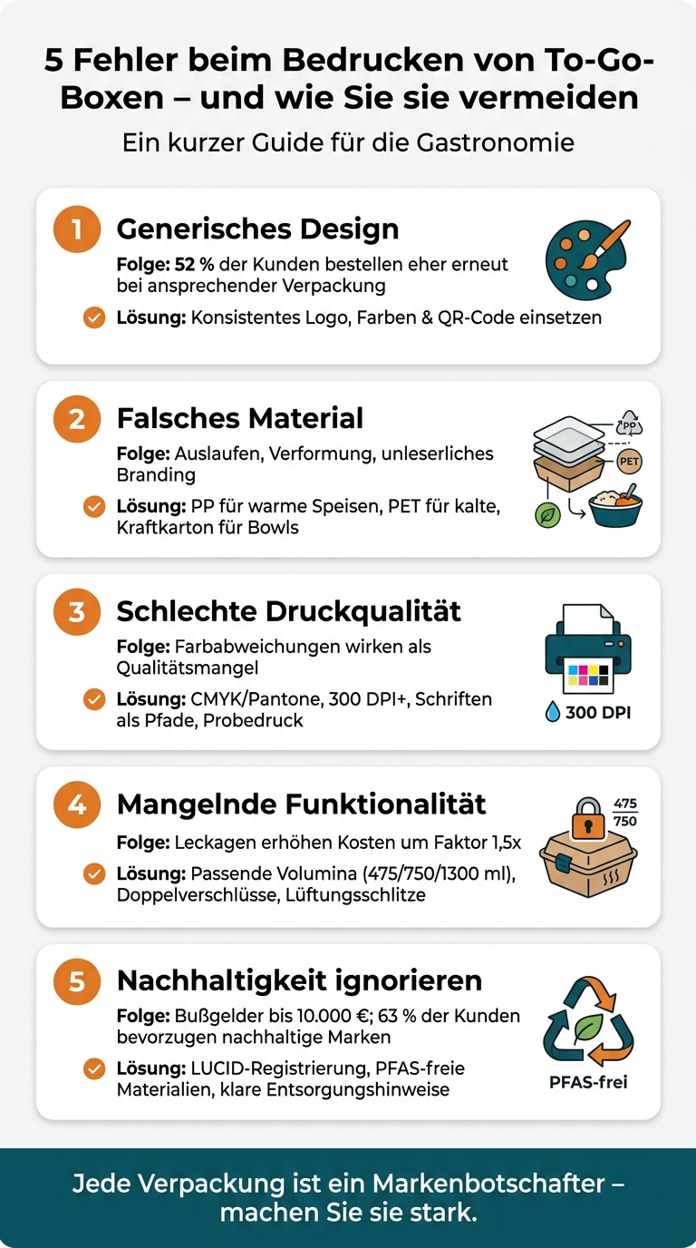 5 Fehler beim Bedrucken von To-Go-Boxen & wie Sie sie vermeiden