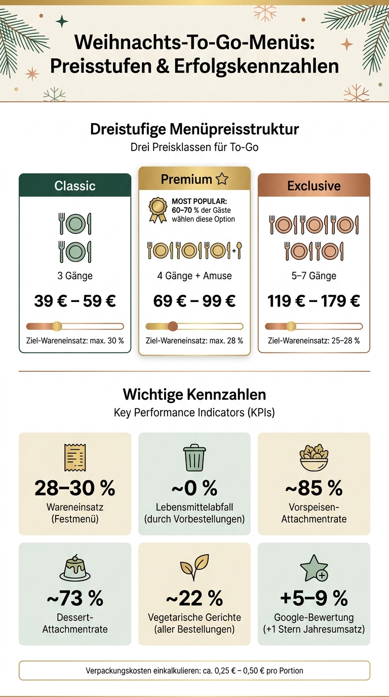 Weihnachts-To-Go-Menüs: Preisstufen, Margen & Kennzahlen für Restaurants