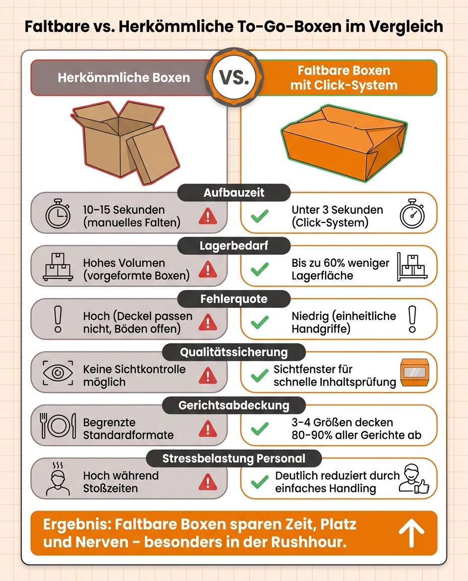 Faltbare vs. Herkömmliche To-Go-Boxen: Effizienzvergleich im Fast-Casual-Bereich
