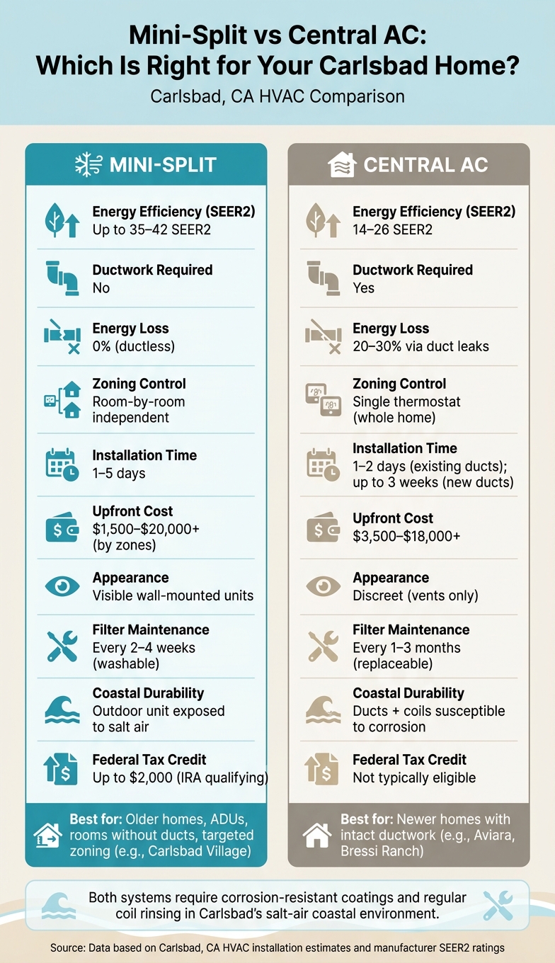 Mini-Split vs Central AC: Carlsbad Homeowner Comparison Guide