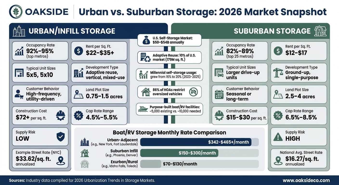 Urban vs. Suburban Storage: 2026 Market Snapshot