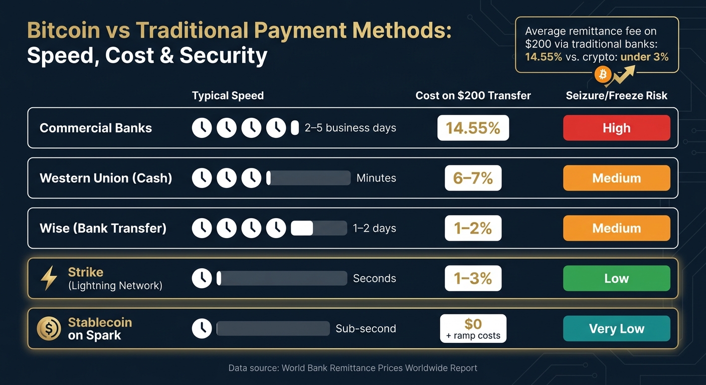 Bitcoin vs Traditional Payment Methods: Speed, Cost & Security