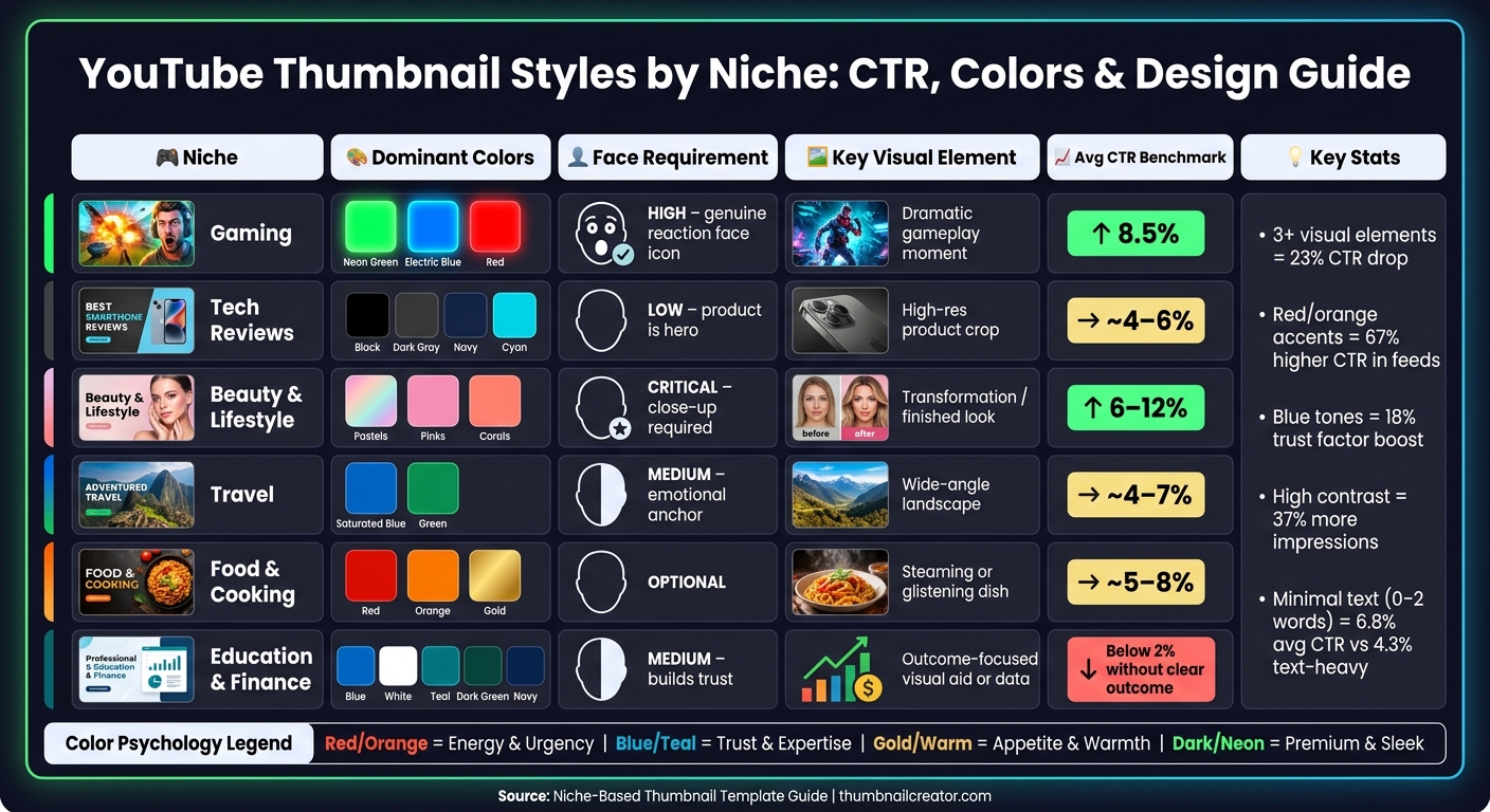 YouTube Thumbnail Styles by Niche: CTR, Colors & Design Guide