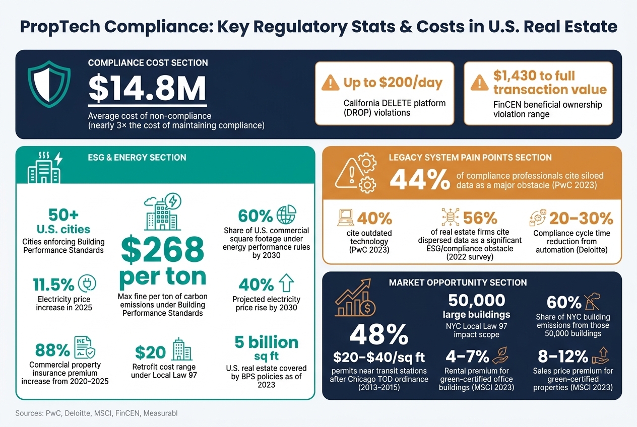 PropTech Compliance: Key Regulatory Stats & Costs in U.S. Real Estate