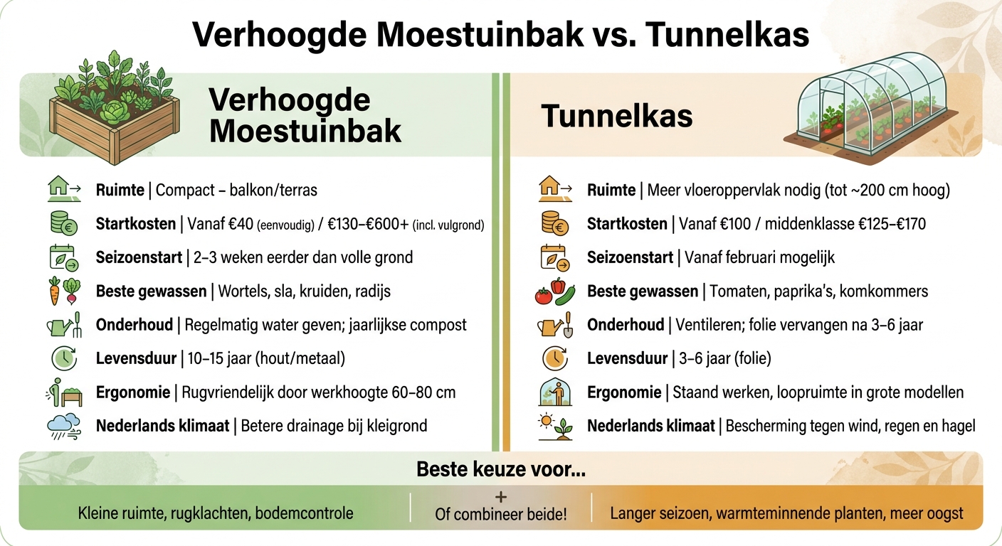 Verhoogde Moestuinbak vs. Tunnelkas: Vergelijking op een Rij