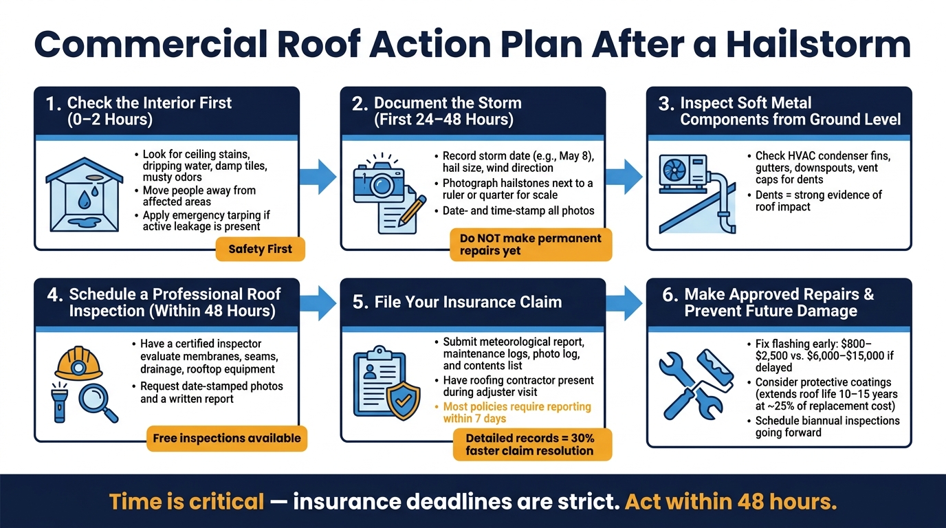 What to Do After a Hailstorm: Commercial Roof Action Plan