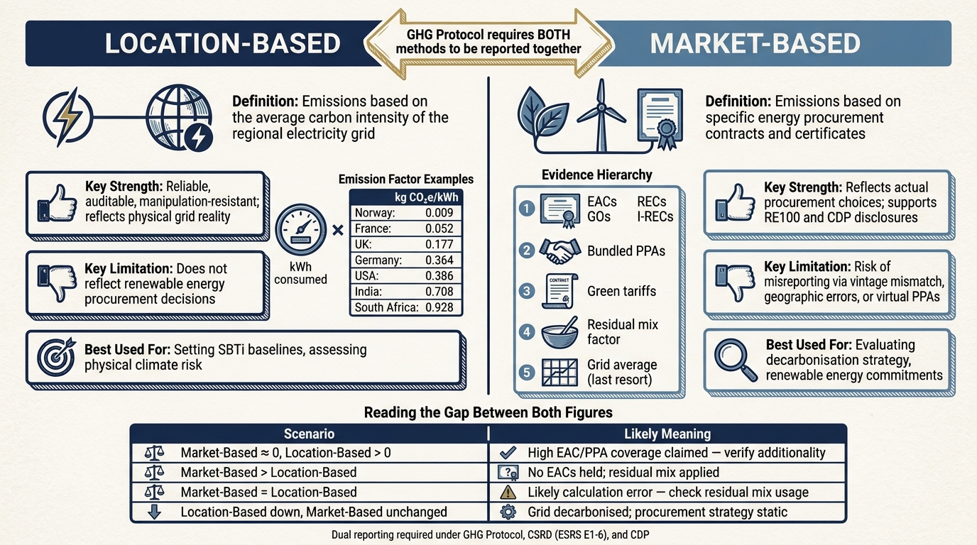 Location-Based vs Market-Based Scope 2 Emissions: Key Differences at a Glance