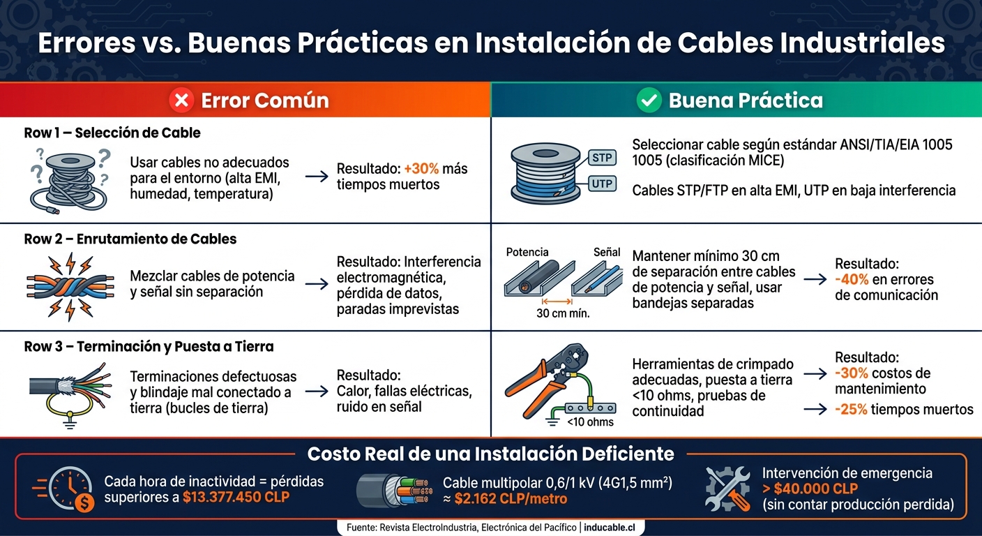 Errores vs. Buenas Prácticas en Instalación de Cables Industriales