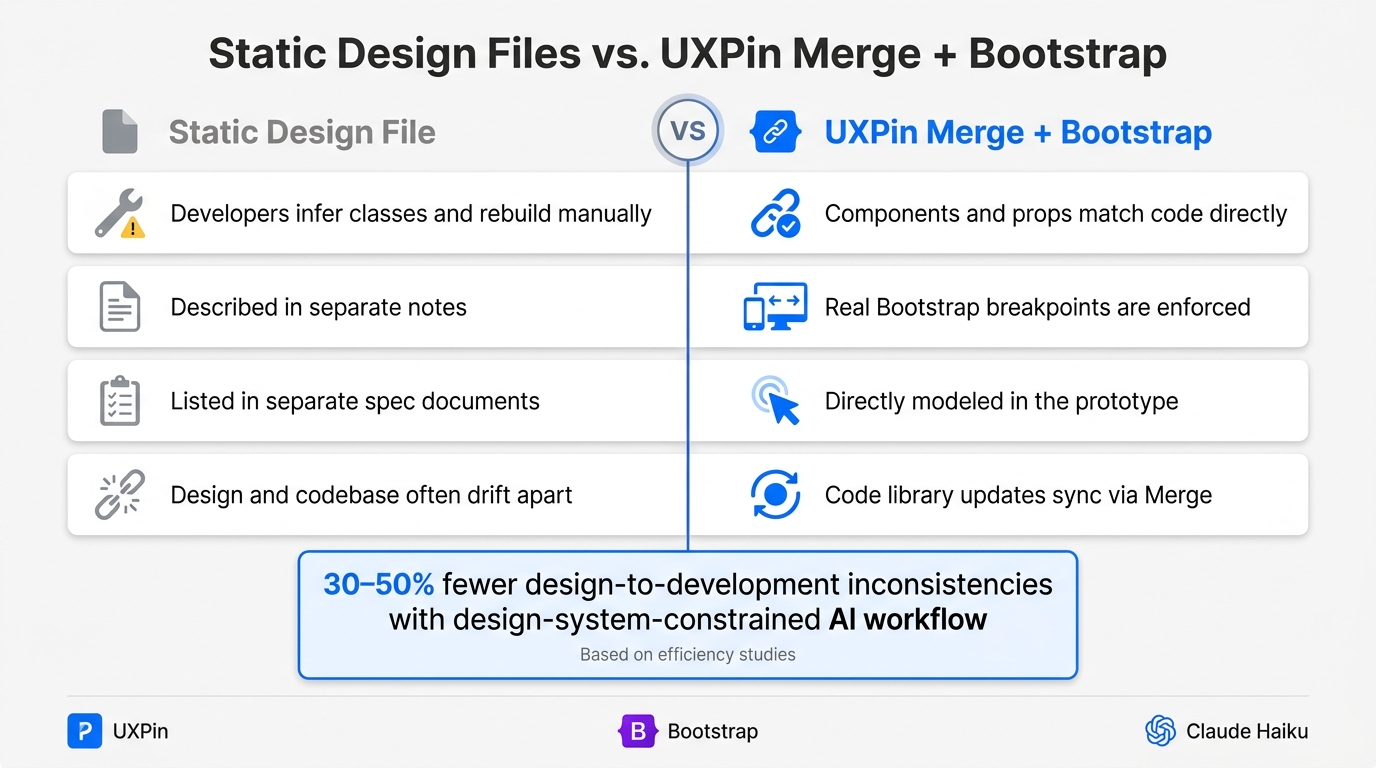 Static Design Files vs. UXPin Merge + Bootstrap: Handoff Comparison