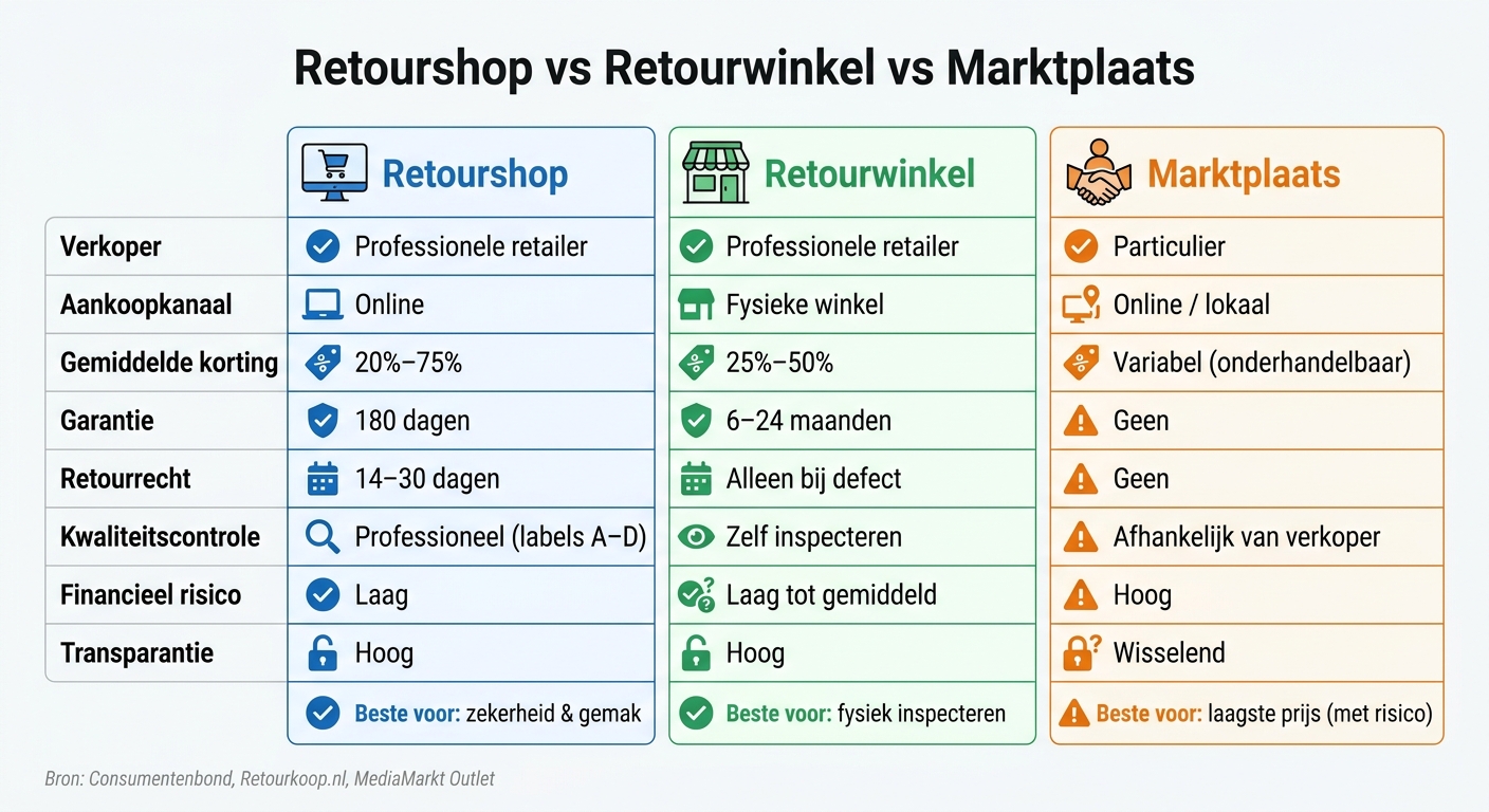 Retourshop vs Retourwinkel vs Marktplaats: Vergelijking 2024