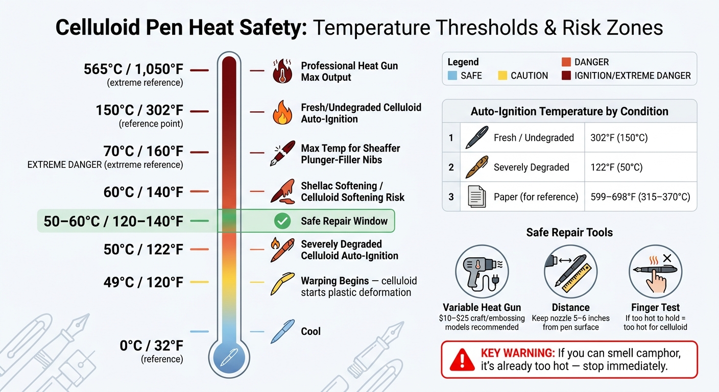 Celluloid Pen Heat Safety: Temperature Thresholds & Risk Zones