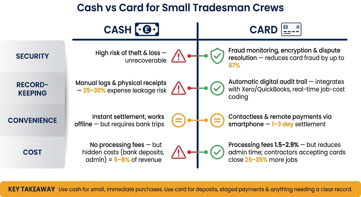 Cash vs Card for Small Tradesman Crews: Full Comparison