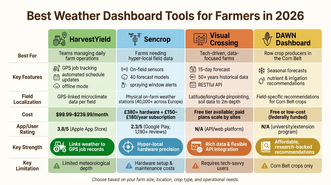 Best Weather Dashboard Tools for Farmers 2026: Side-by-Side Comparison