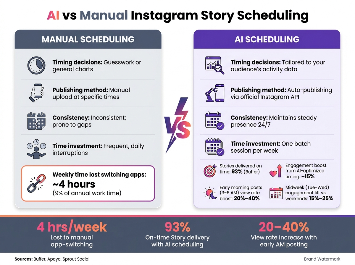 AI vs Manual Instagram Story Scheduling: Key Differences & Stats