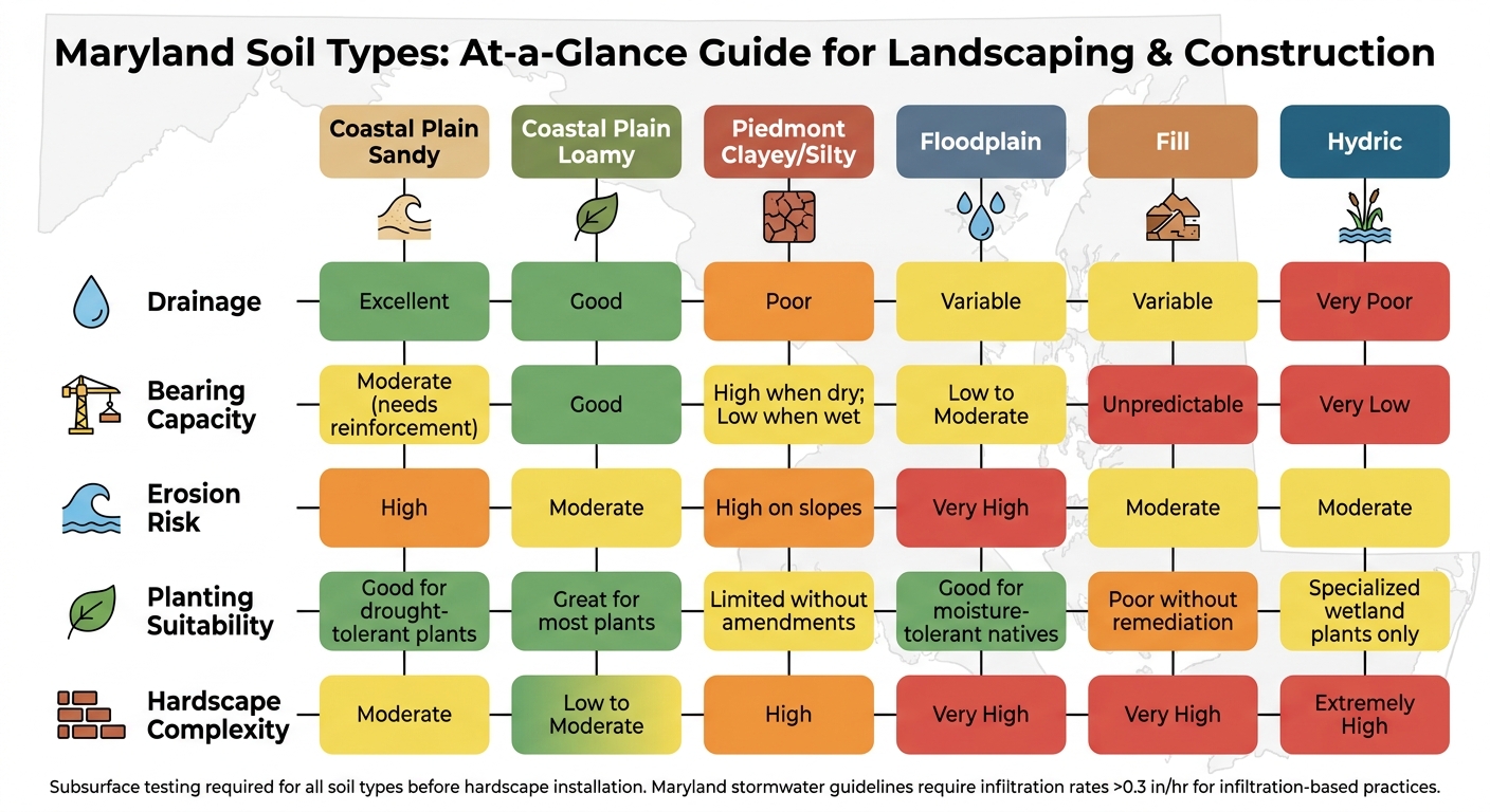 Maryland Soil Types Compared: Drainage, Stability & Hardscape Complexity