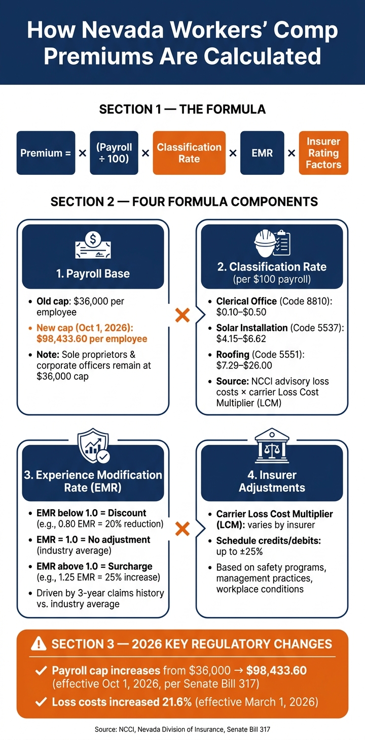 How Nevada Workers' Comp Premiums Are Calculated (2026 Guide)