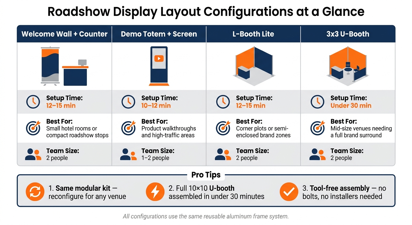 Roadshow Display Layout Configurations: Setup Time & Best Use Cases