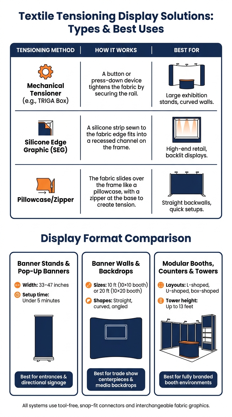 Textile Tensioning Display Types: Features & Best Uses at a Glance