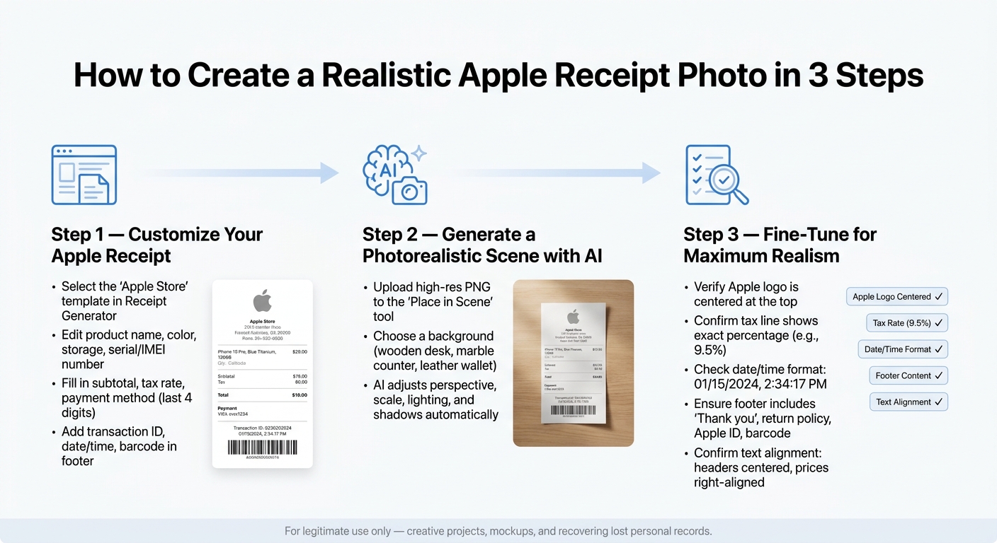 How to Create a Realistic Apple Receipt Photo: 3-Step Process