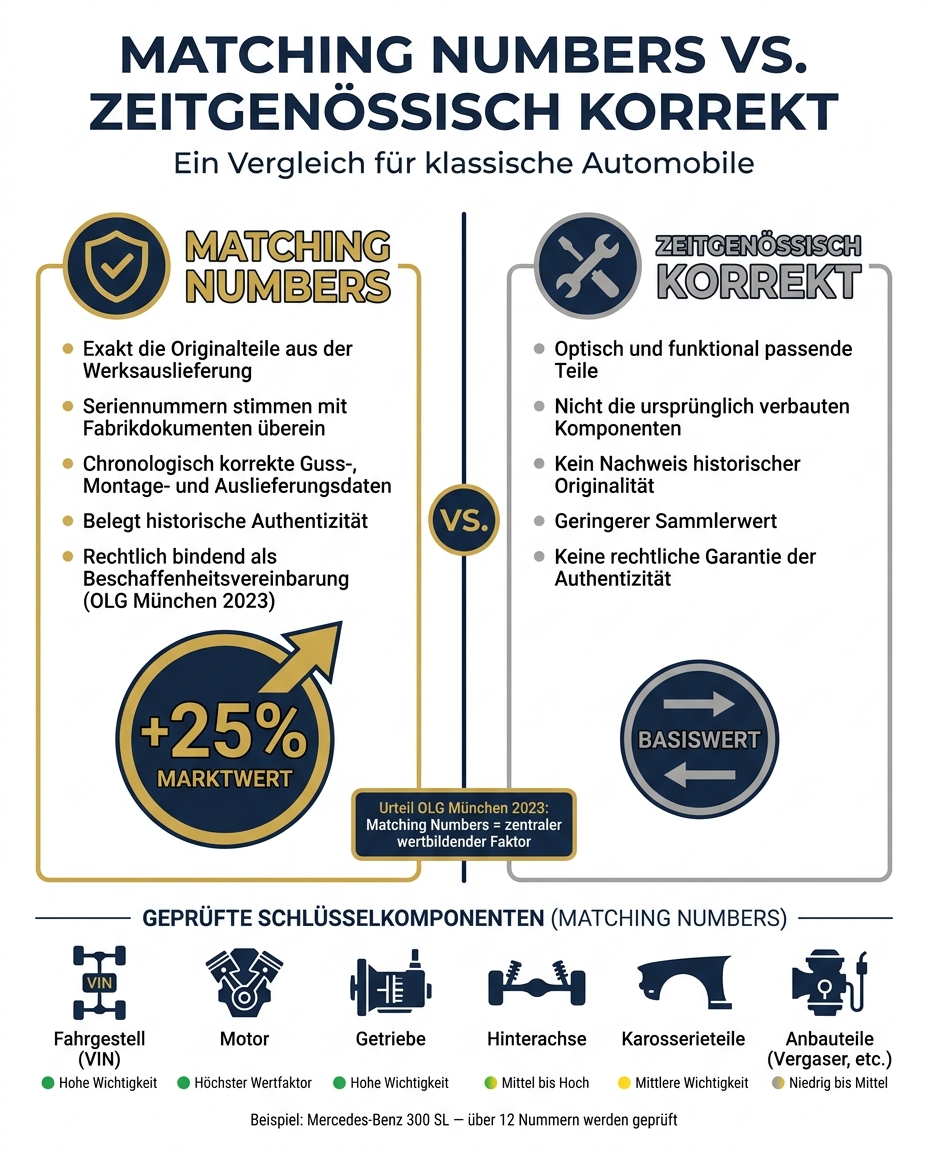 Matching Numbers vs. Zeitgenössisch Korrekt: Wertunterschied bei Oldtimern