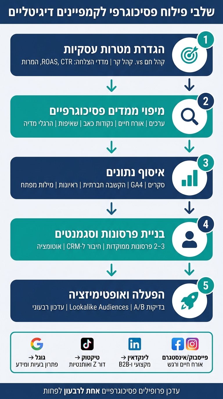 שלבי פילוח פסיכוגרפי לקמפיינים דיגיטליים
