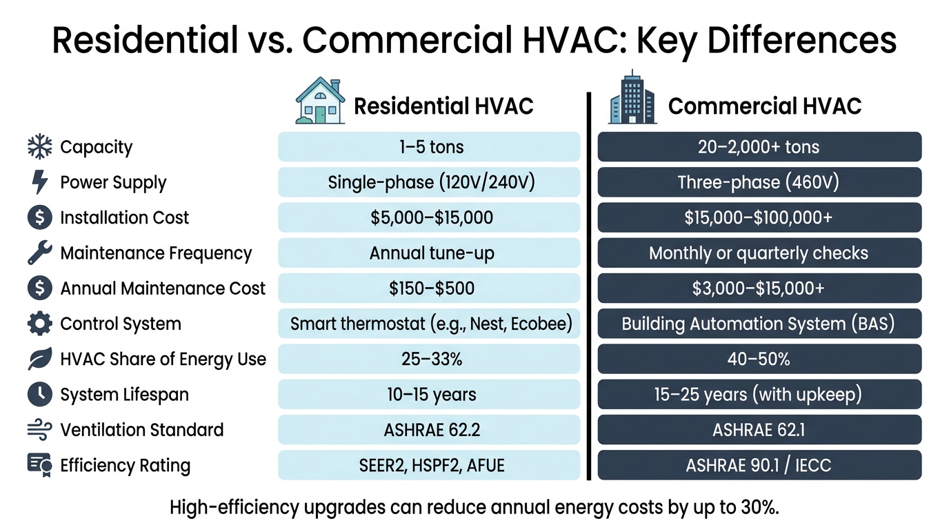 Residential vs Commercial HVAC: Side-by-Side Comparison