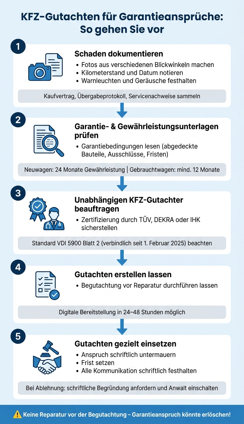 KFZ-Gutachten für Garantieansprüche: Schritt-für-Schritt-Anleitung