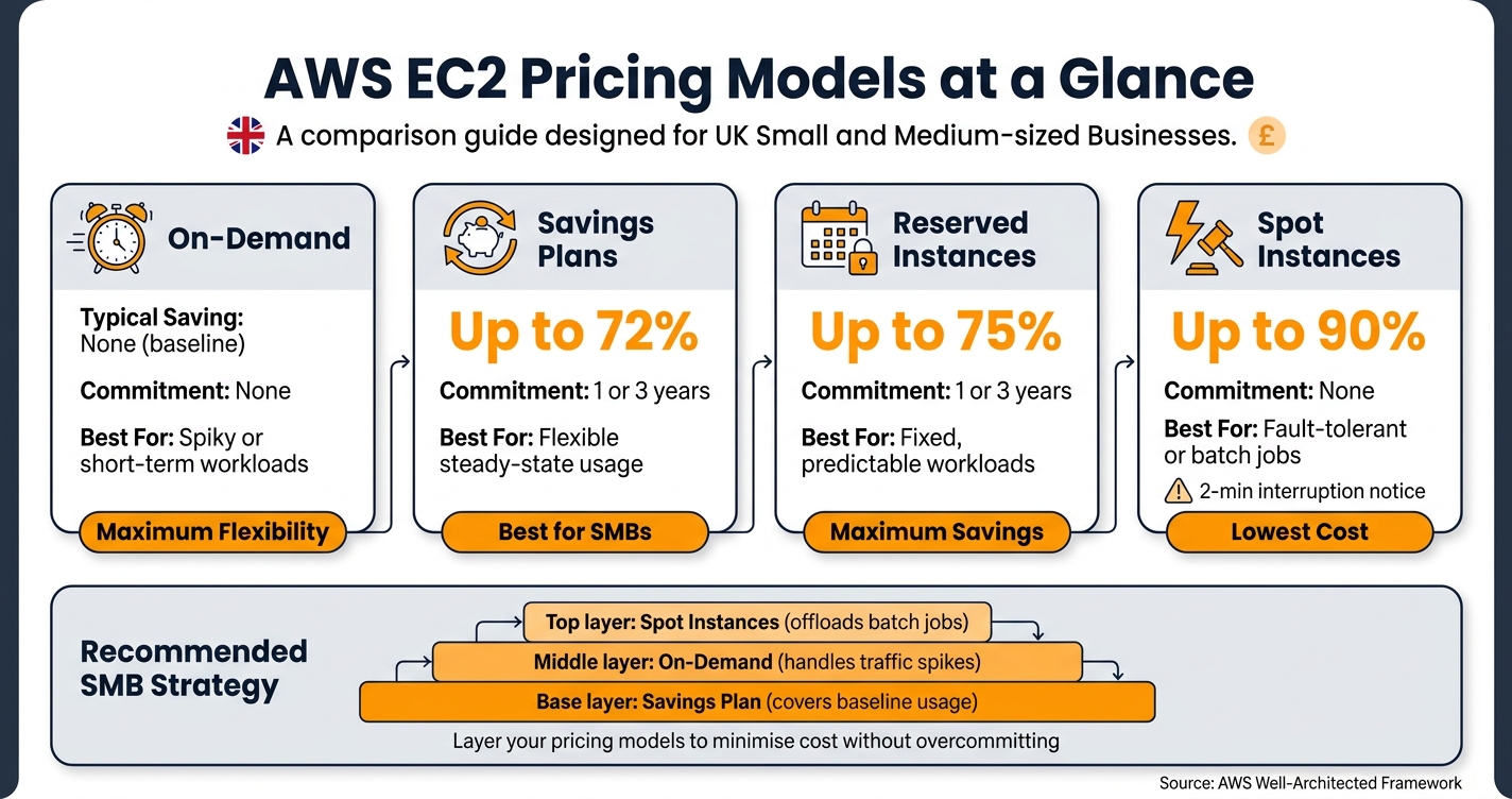 AWS EC2 Pricing Models: On-Demand vs Savings Plans vs Reserved vs Spot