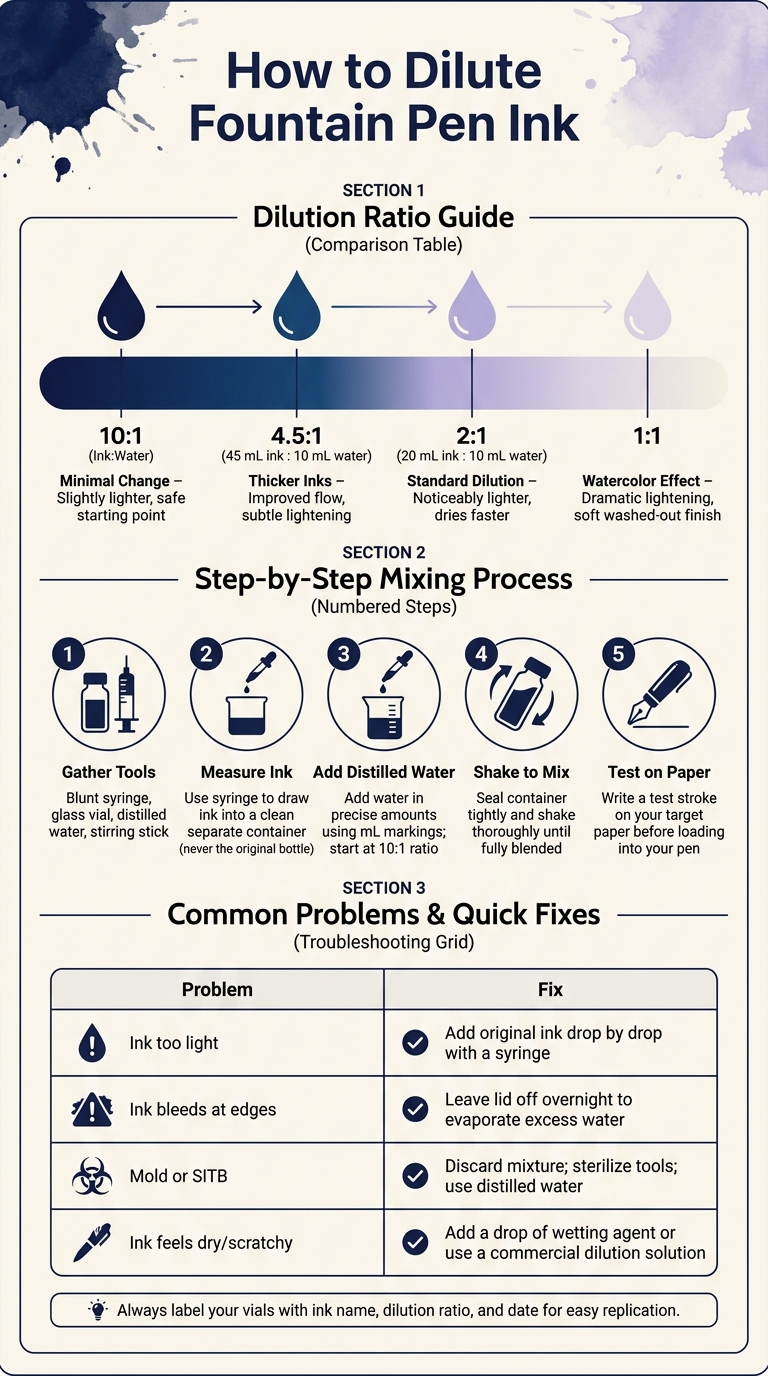 How to Dilute Fountain Pen Ink: Ratios, Steps & Troubleshooting