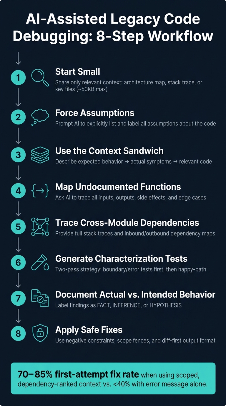 AI-Assisted Legacy Code Debugging: 8-Step Workflow