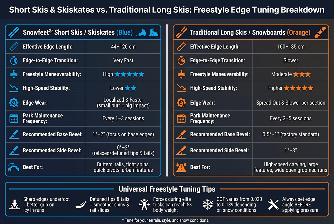 Short Skis vs. Traditional Skis: Edge Tuning & Freestyle Performance Comparison