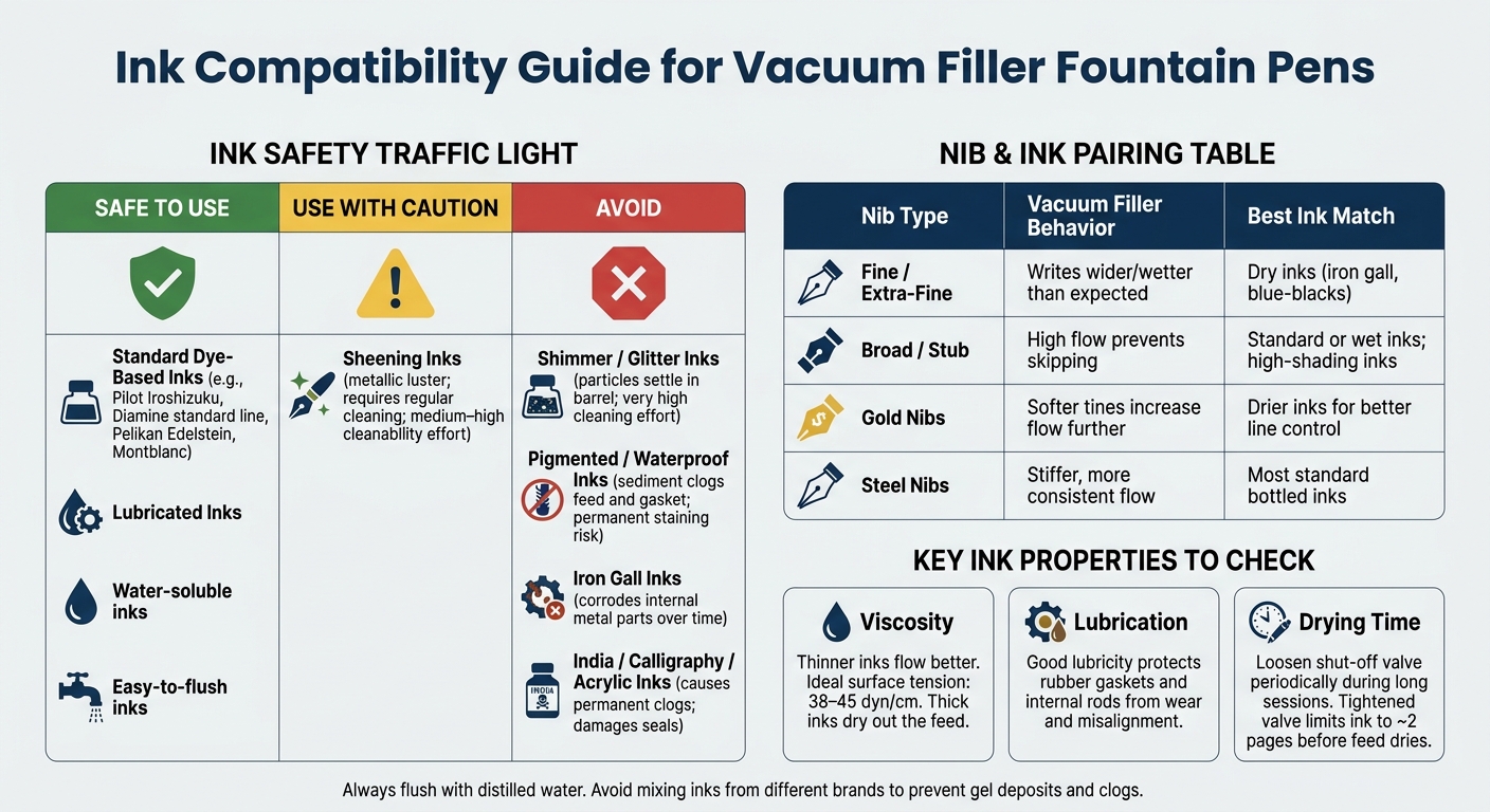 Ink Compatibility Guide for Vacuum Filler Fountain Pens