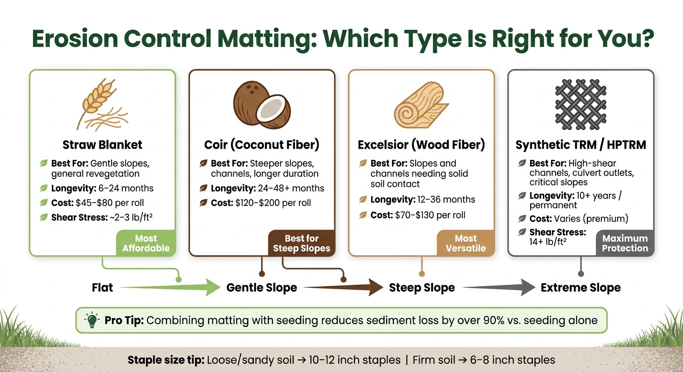 Erosion Control Matting Types: Cost, Longevity & Best Use Guide