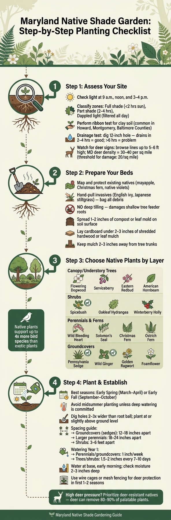 Maryland Native Shade Garden: Step-by-Step Planting Checklist