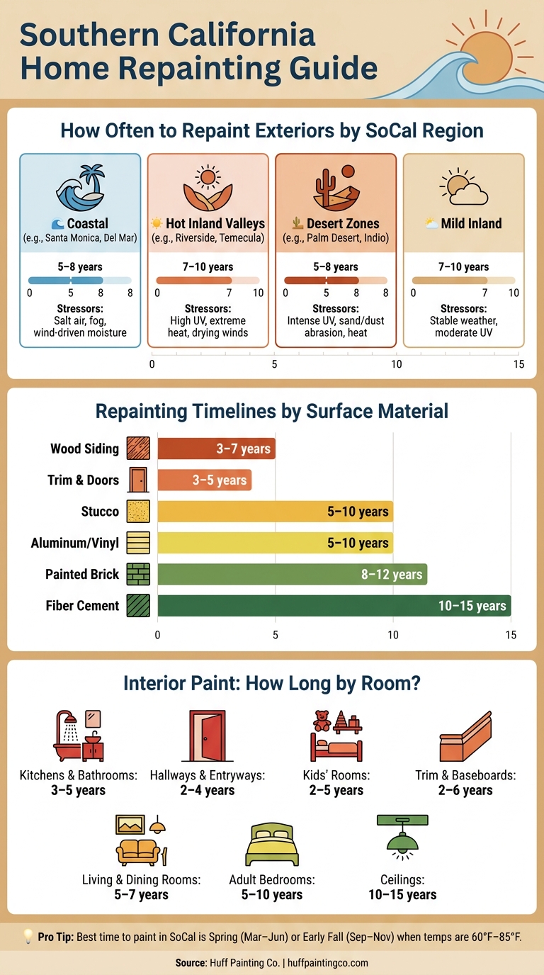 Southern California Home Repainting Guide: Timelines by Region & Material