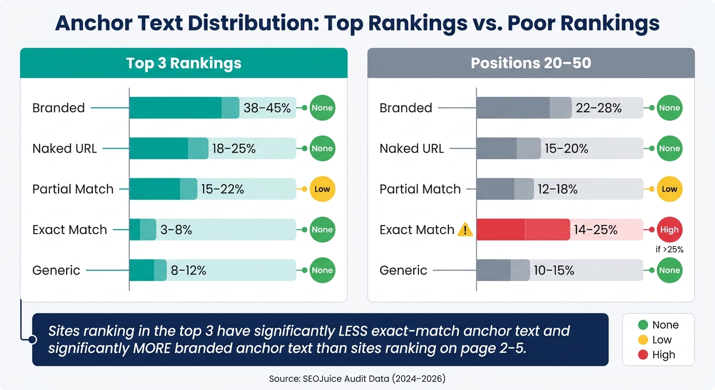 Anchor Text Distribution: Top Rankings vs. Poor Rankings
