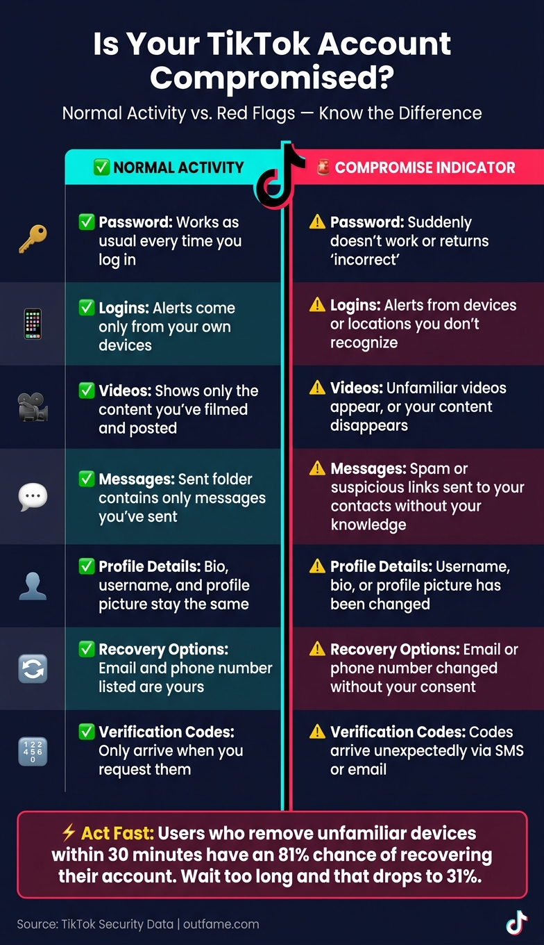 TikTok Account Compromise: Warning Signs vs. Normal Activity