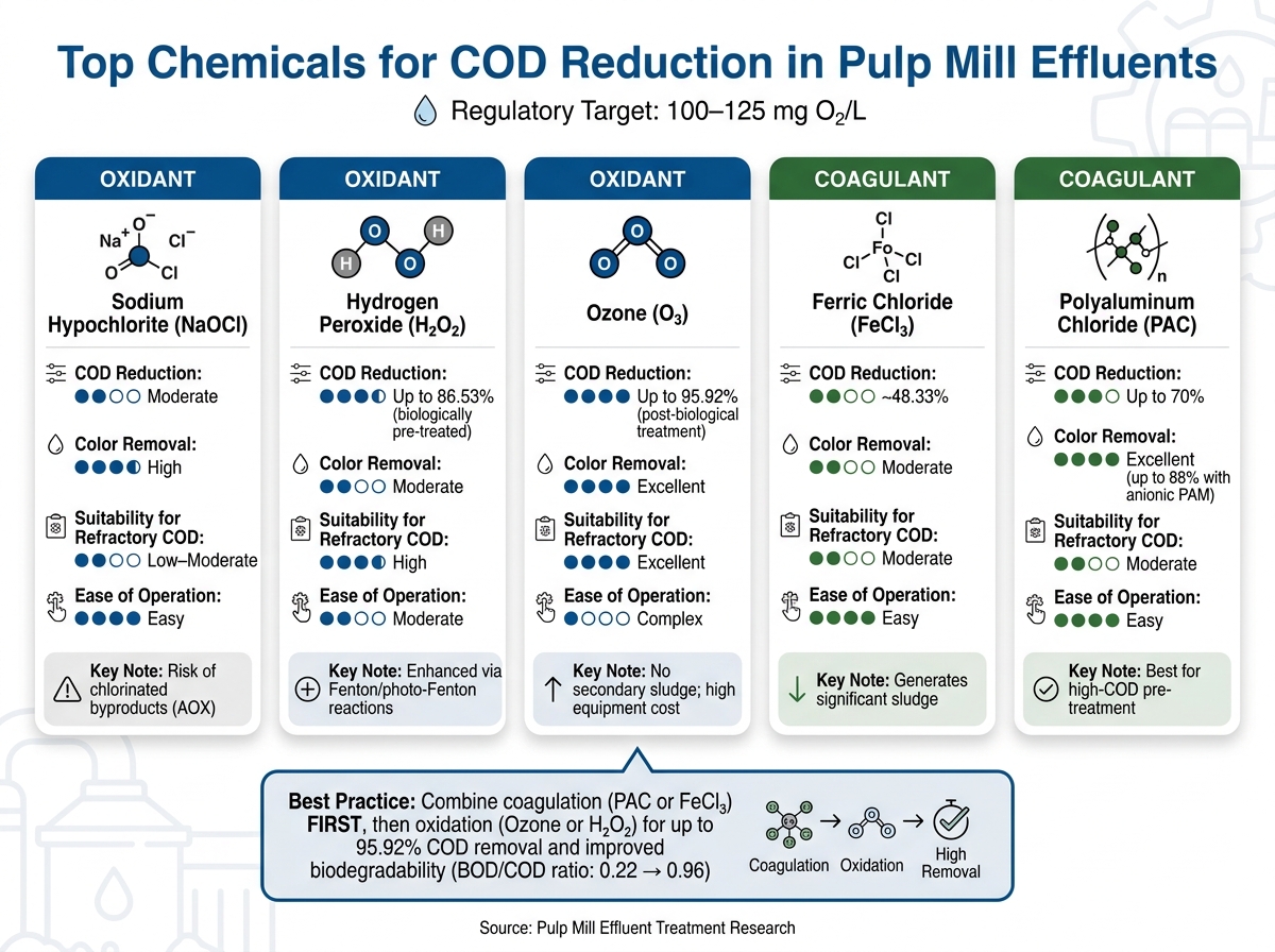 COD Reduction Chemicals for Pulp Effluents: Performance Comparison