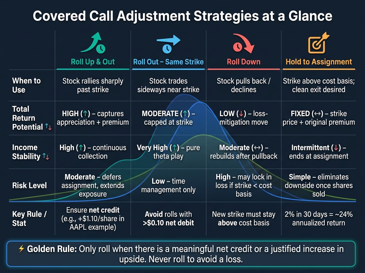 Covered Call Adjustment Strategies: A Visual Comparison Guide