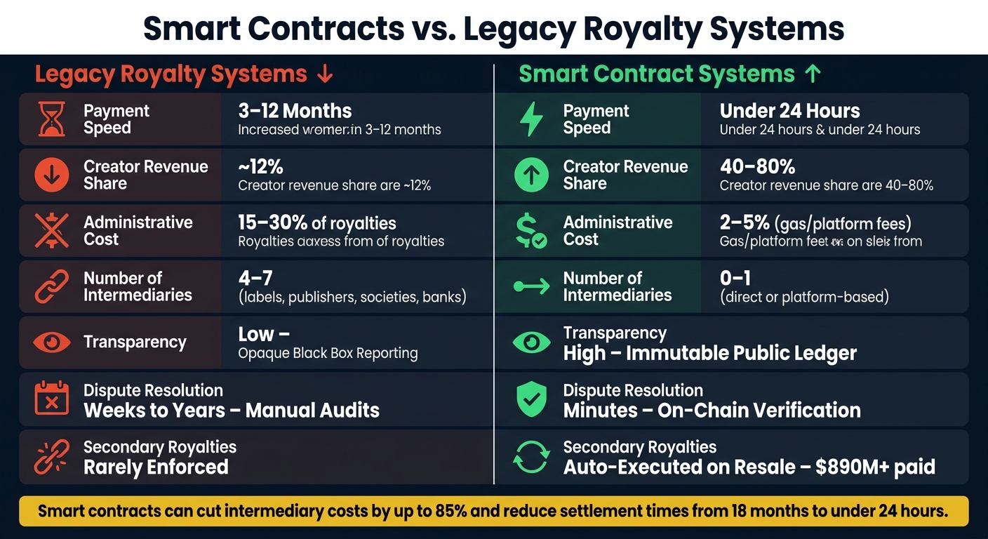 Smart Contracts vs. Legacy Royalty Systems: Key Metrics Compared