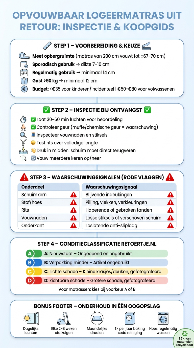 Opvouwbaar Logeermatras Uit Retour: Inspectie & Koopgids