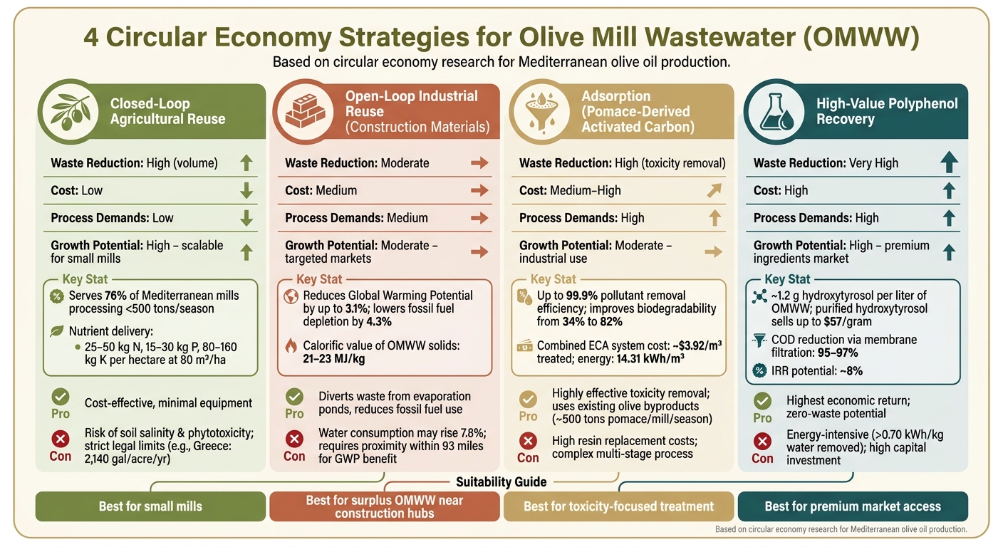 4 Circular Economy Strategies for Olive Mill Wastewater (OMWW): Pros, Cons & Key Metrics