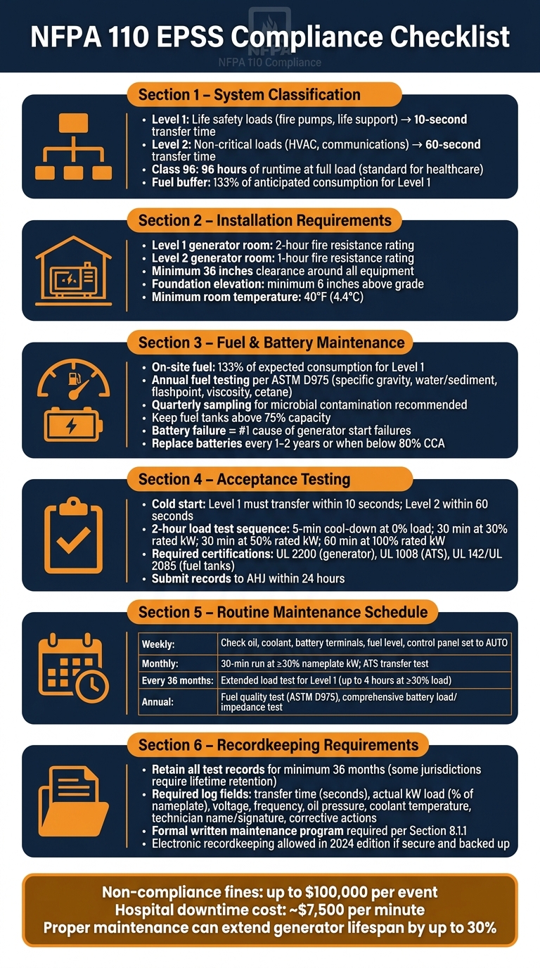 NFPA 110 EPSS Compliance Checklist: Key Requirements at a Glance