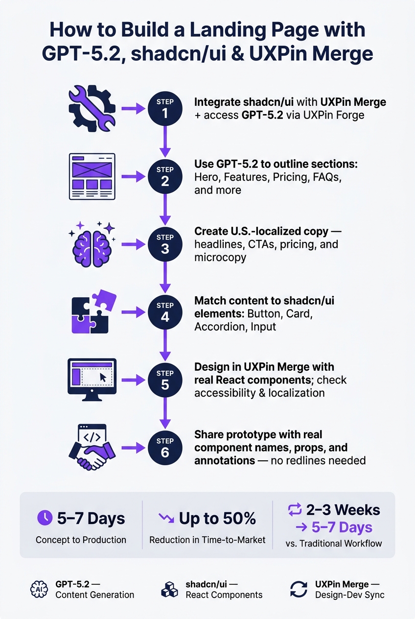 How to Build a Landing Page with GPT-5.2, shadcn/ui & UXPin Merge