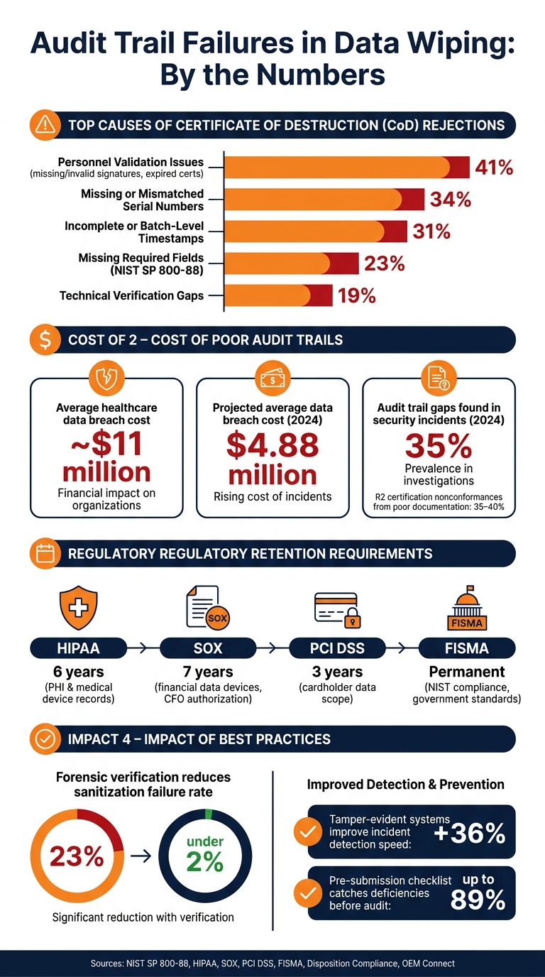 Top Audit Trail Failures in Data Wiping: Key Stats & Compliance Requirements